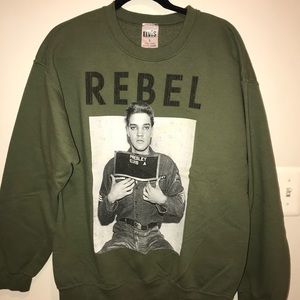 Elvis Presley Rebel Sweatshirt- Olive Green